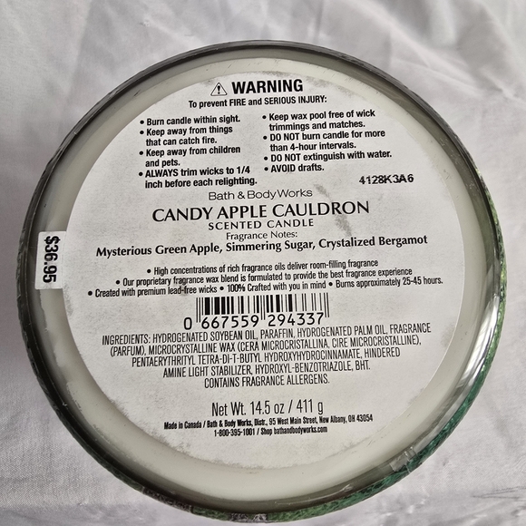 Candy Apple Cauldron 3 Wick Candle by Bath & Body Works Lenticular Effect Lid - Picture 10 of 11